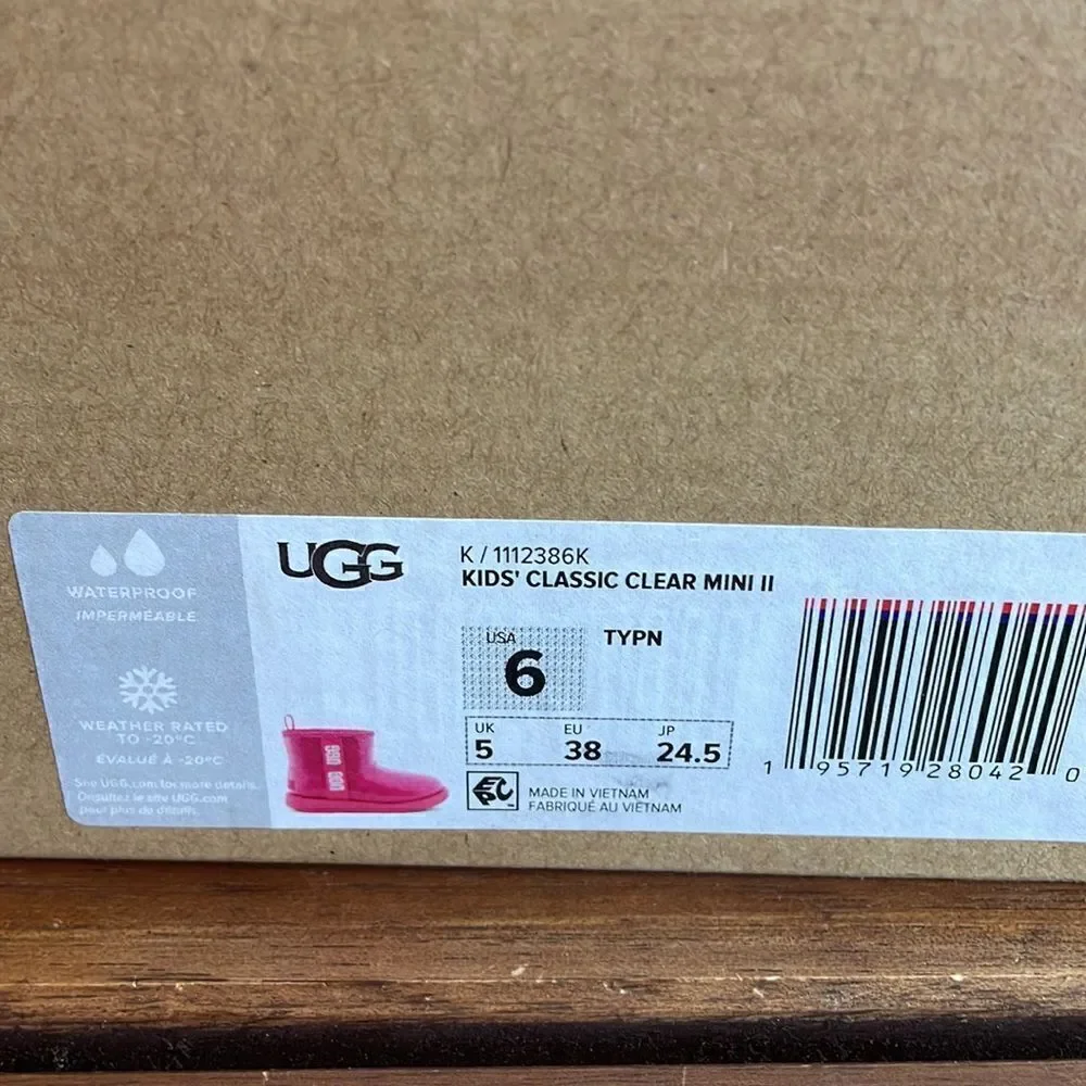 UGG Kids' Classic Clear Mini II Rock Rose USA Big Kid 6/UK 5/EU 38